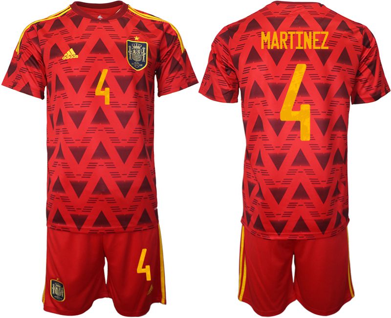 Men 2022 World Cup National Team Spain home red #4 Soccer Jersey